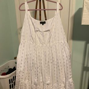 Lane Bryant sleeveless white summer swing dress.